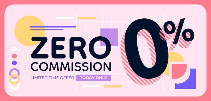Vector gratuito diseño de plantilla de comisión cero de banner de venta