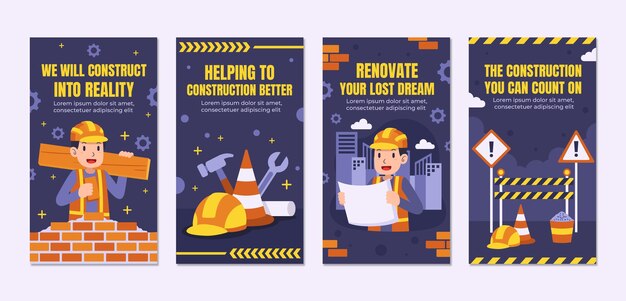 Diseño de plantilla de construcción dibujada a mano