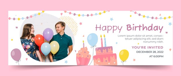 Diseño de plantilla de cumpleaños dibujado a mano