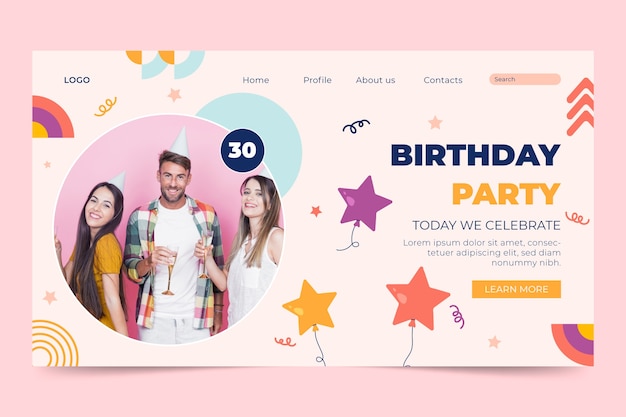 Vector gratuito diseño de plantilla de cumpleaños dibujado a mano