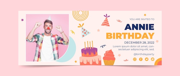 Diseño de plantilla de cumpleaños dibujado a mano