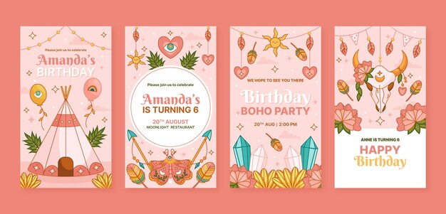 Diseño de plantilla de cumpleaños dibujado a mano