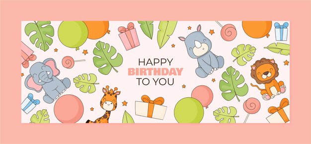 Diseño de plantilla de cumpleaños dibujado a mano