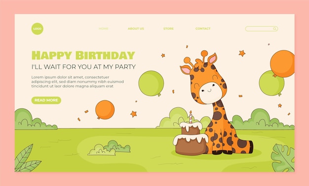 Diseño de plantilla de cumpleaños dibujado a mano