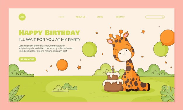 Diseño de plantilla de cumpleaños dibujado a mano