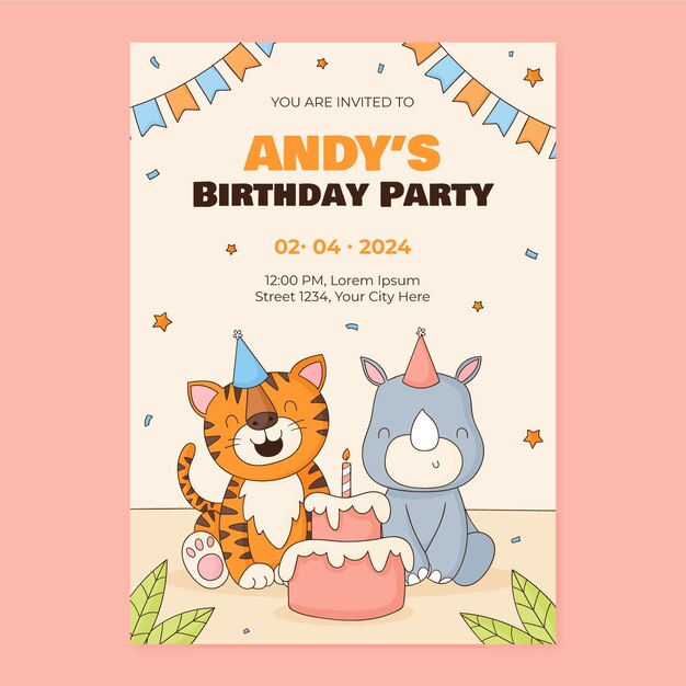 Diseño de plantilla de cumpleaños dibujado a mano