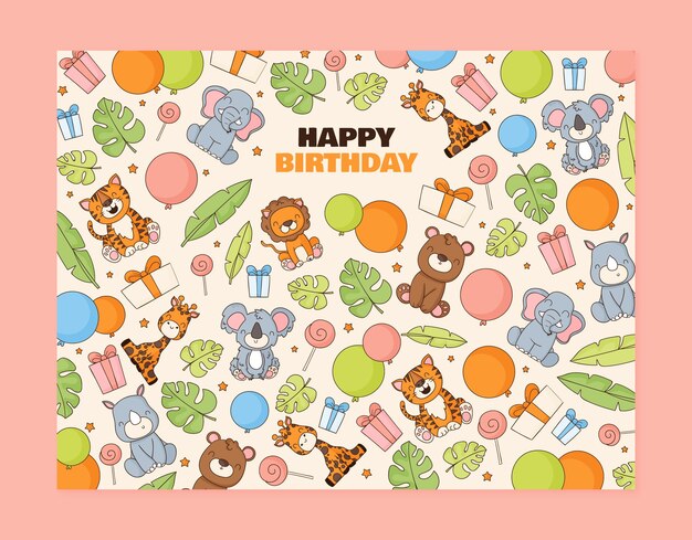 Diseño de plantilla de cumpleaños dibujado a mano
