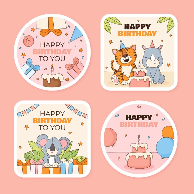 Diseño de plantilla de cumpleaños dibujado a mano