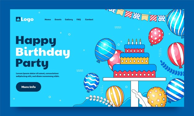 Diseño de plantilla de cumpleaños dibujado a mano