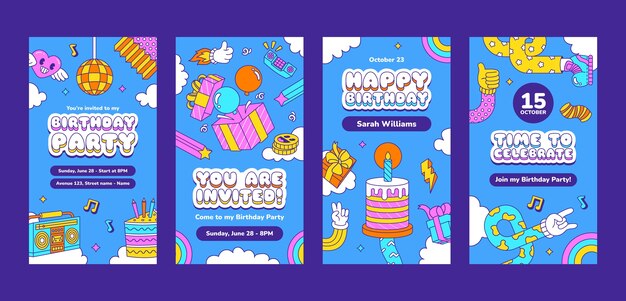 Diseño de plantilla de cumpleaños dibujado a mano