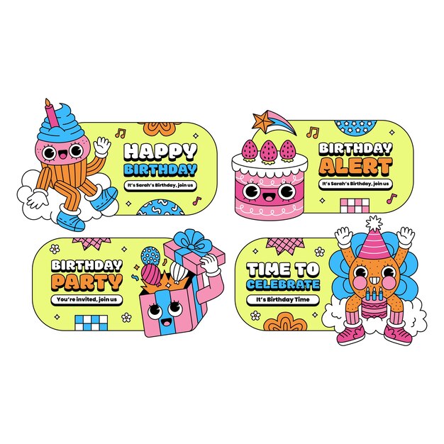 Diseño de plantilla de cumpleaños dibujado a mano