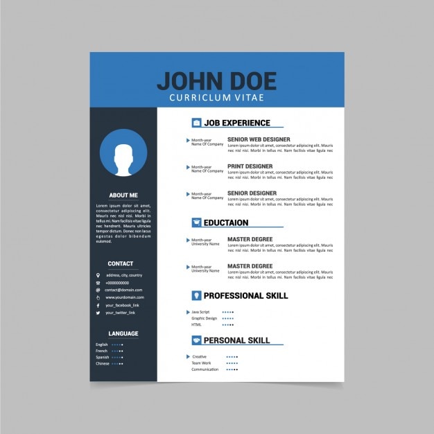Diseño de plantilla de curriculum vitae