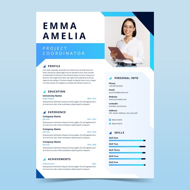 Diseño de plantilla de cv degradado