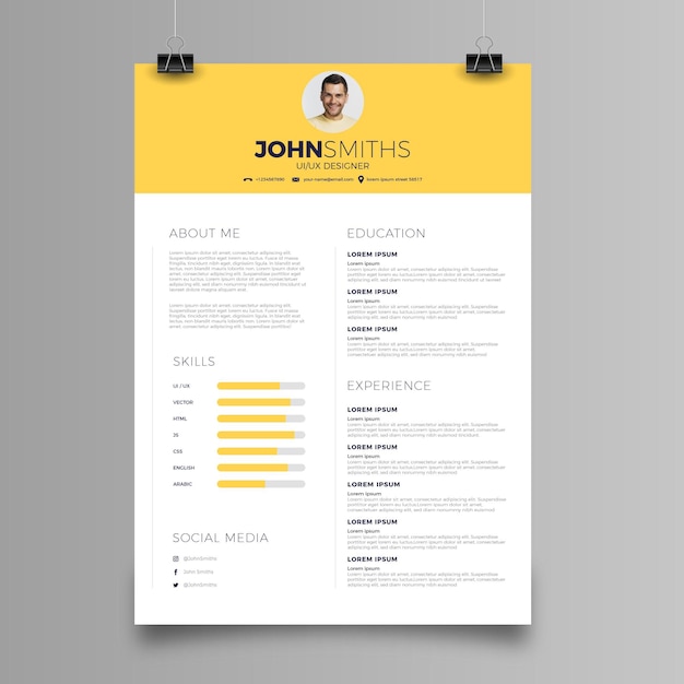 Diseño de plantilla de CV minimalista