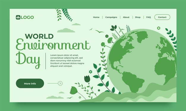 Diseño de plantilla del día mundial del medio ambiente dibujado a mano