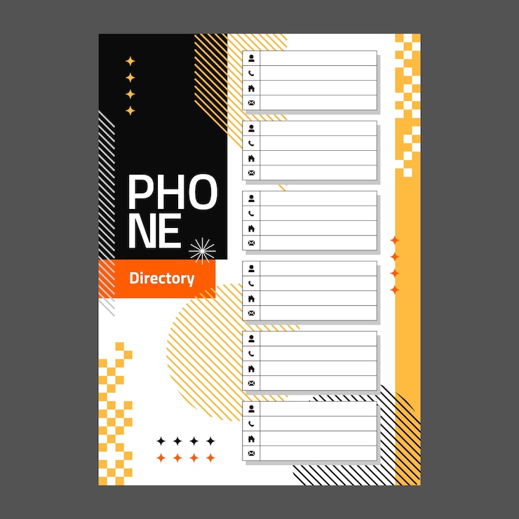 Vector gratuito diseño de plantilla de directorio telefónico de diseño plano