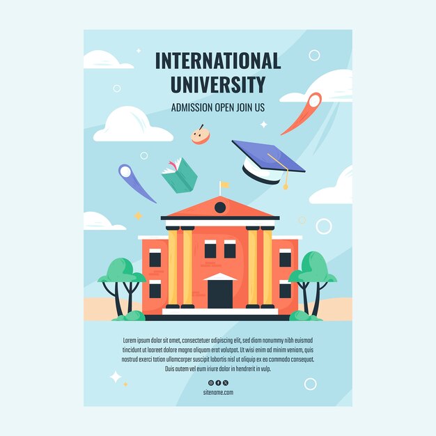 Diseño de plantilla de educación universitaria dibujada a mano