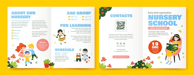 Diseño de plantilla de escuela infantil dibujada a mano