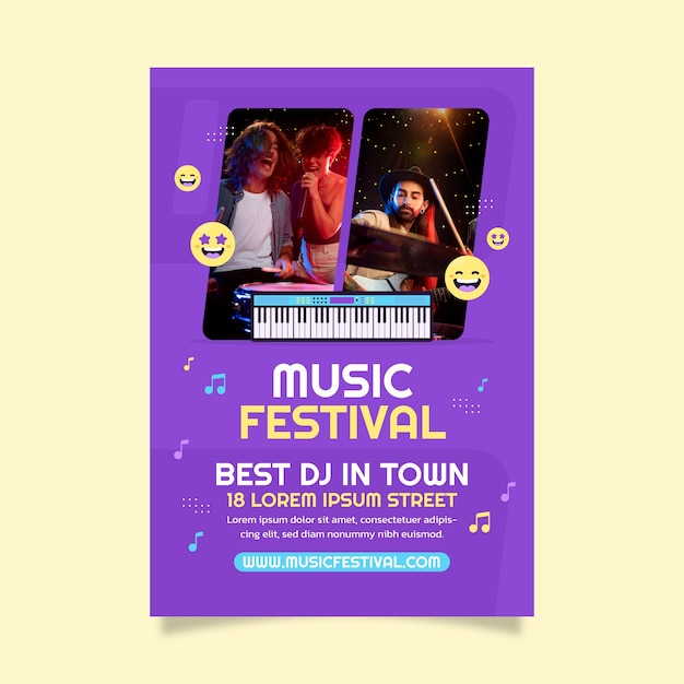 Vector gratuito diseño de plantilla de festival de música