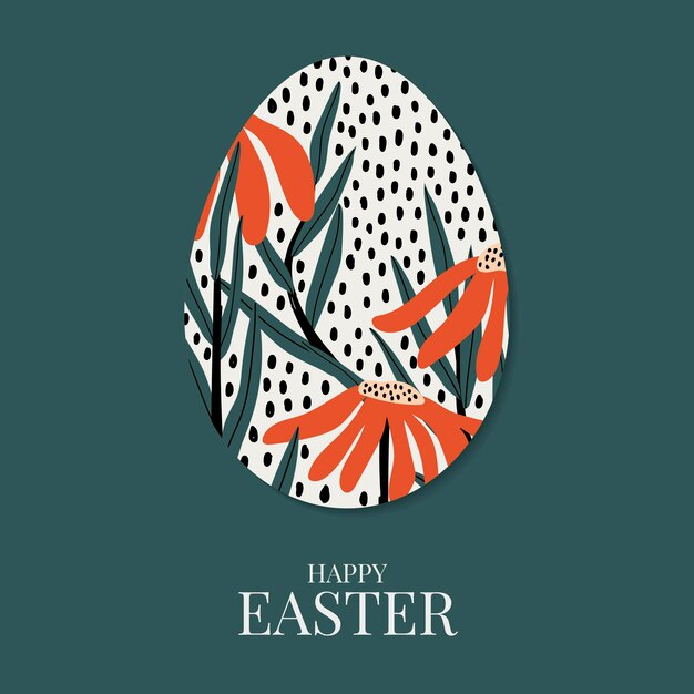 Diseño de plantilla floral feliz día de Pascua