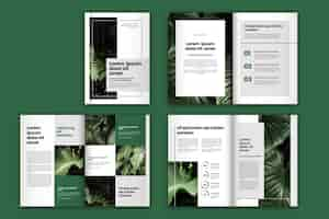 Vector gratuito diseño de plantilla de folleto de hojas verdes