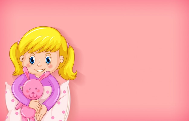 Vector gratuito diseño de plantilla de fondo con niña feliz en pijama rosa