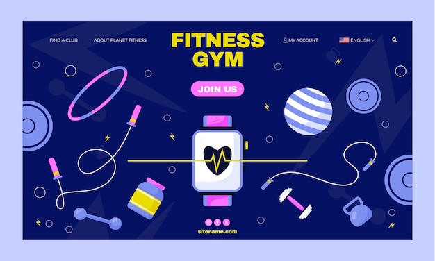 Vector gratuito diseño de plantilla de gimnasio dibujado a mano