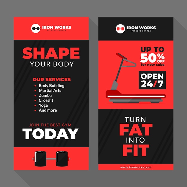 Vector gratuito diseño de plantilla de gimnasio de fitness