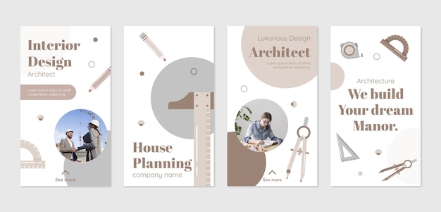 Diseño de plantilla de historias de instagram de arquitecto