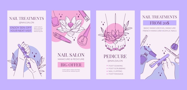 Diseño de plantilla de historias de instagram de salón de uñas