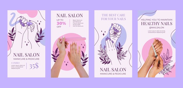 Diseño de plantilla de historias de instagram de salón de uñas