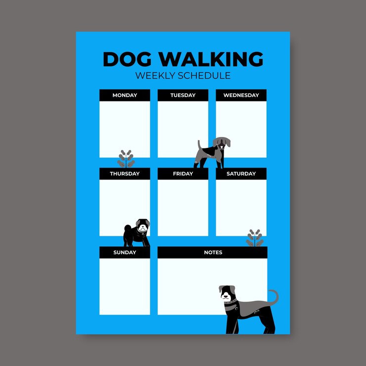 Vector gratuito diseño de la plantilla del horario de entrenamiento del perro
