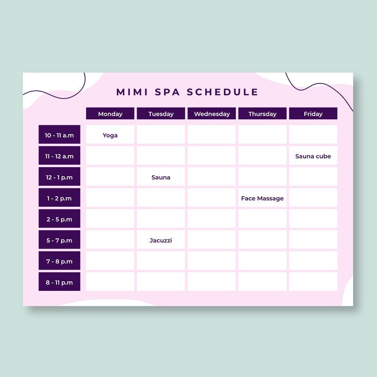 Vector gratuito diseño de plantilla de horario de spa
