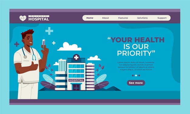 Diseño de plantilla de hospital dibujado a mano