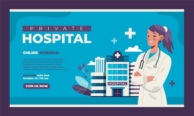 Vector gratuito diseño de plantilla de hospital dibujado a mano