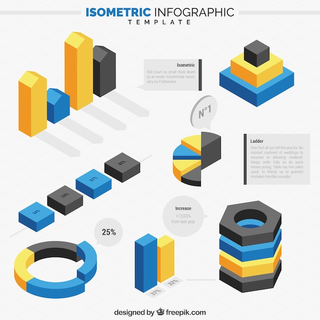 Diseño de plantilla de infografía isométrica