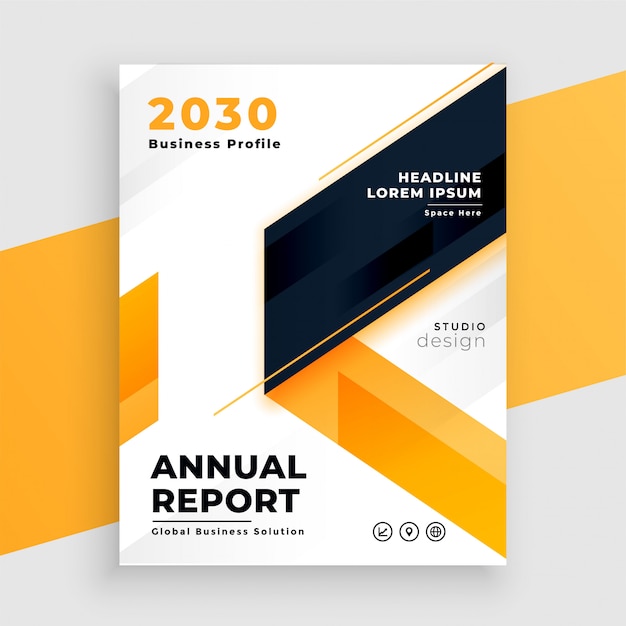 Diseño de plantilla de informe anual de folleto comercial amarillo