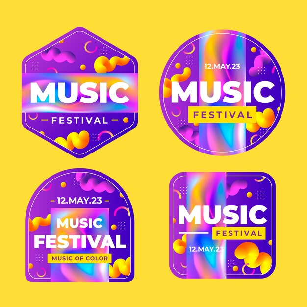 Vector gratuito diseño de plantilla de insignias de festival de música