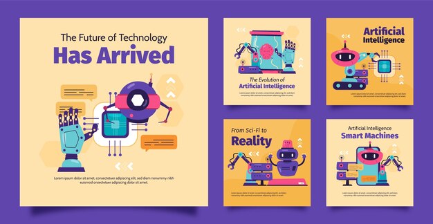 Diseño de plantilla de inteligencia artificial dibujada a mano