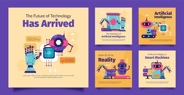 Diseño de plantilla de inteligencia artificial dibujada a mano