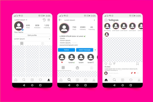 Vector gratuito diseño de plantilla de interfaz de perfil de instagram