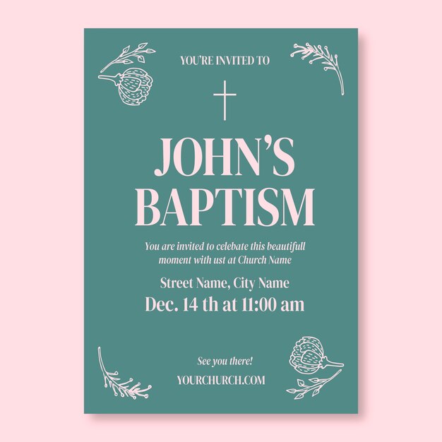 Diseño de la plantilla de la invitación al bautismo