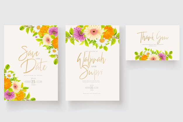 Diseño de plantilla de invitación de boda floral