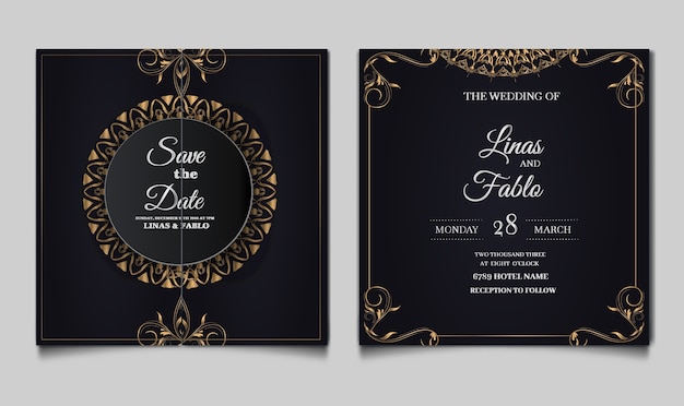Diseño de plantilla de invitación de boda de lujo
