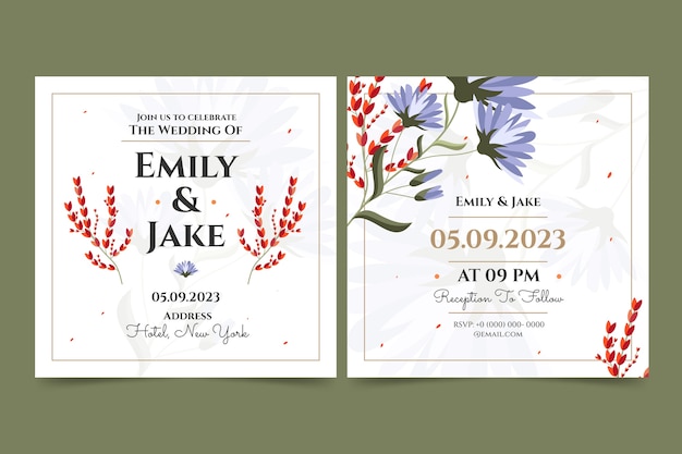 Vector gratuito diseño de plantilla de invitación de boda