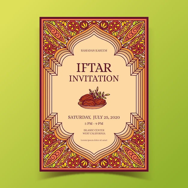 Vector gratuito diseño de plantilla de invitación de iftar