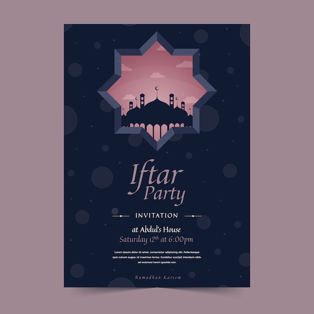 Diseño de plantilla de invitación de iftar