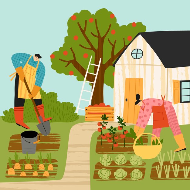 Diseño de plantilla de jardinería dibujada a mano