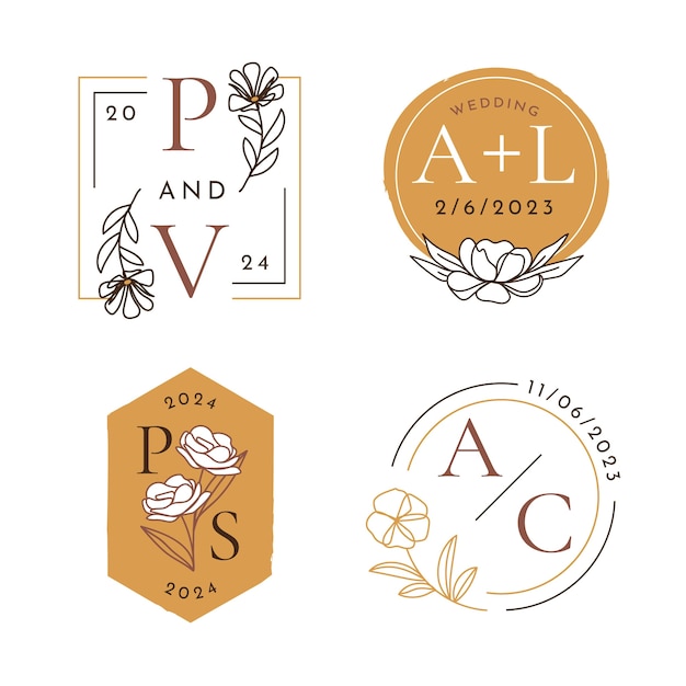 Vector gratuito diseño de plantilla de logotipo de boda