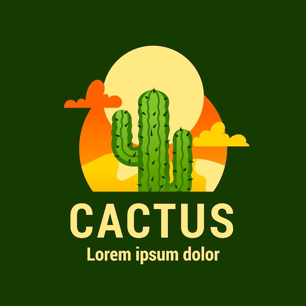 Diseño de plantilla de logotipo de cactus degradado